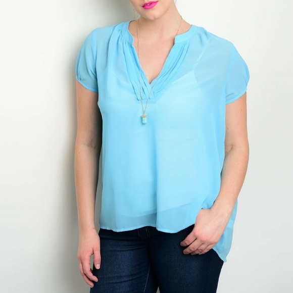 Zenobia Tops - Light Blue Plus Size Top {Zenobia}